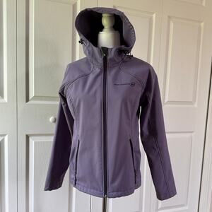 Free Country Women's Super Softshell hooded Jacket in purple. Women’s Small